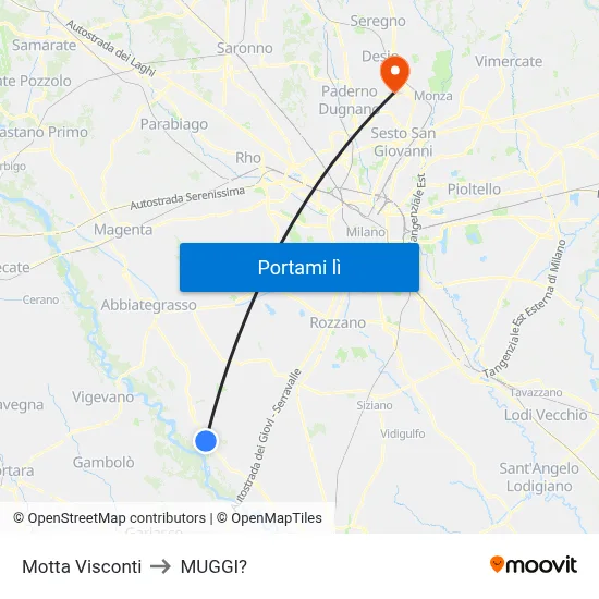 Motta Visconti to MUGGI? map