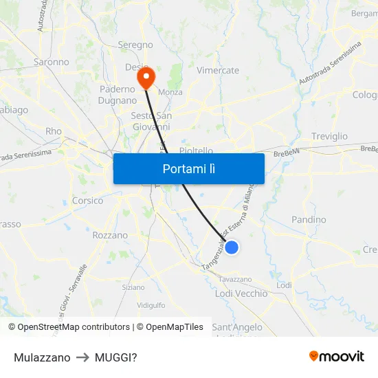 Mulazzano to MUGGI? map