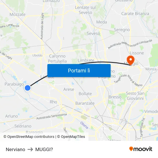 Nerviano to MUGGI? map
