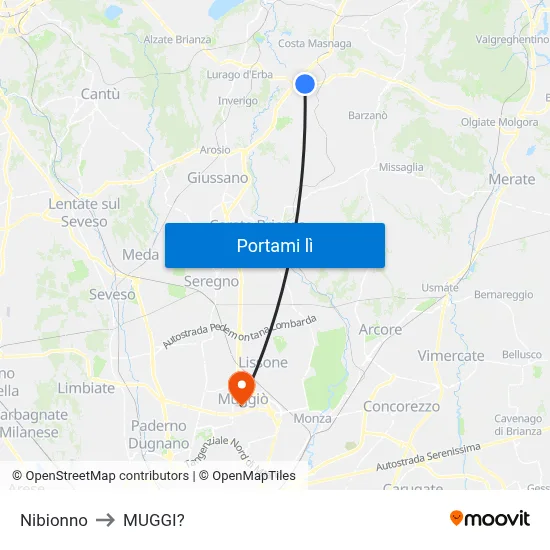 Nibionno to MUGGI? map