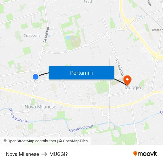 Nova Milanese to MUGGI? map