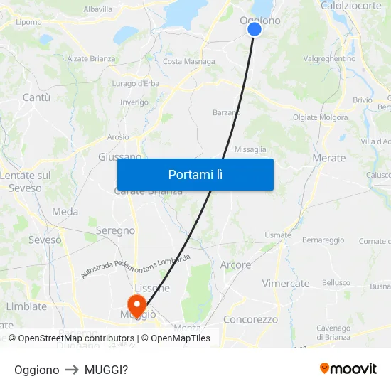 Oggiono to MUGGI? map