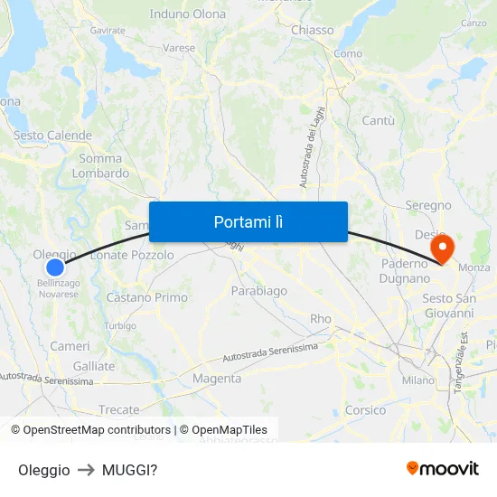 Oleggio to MUGGI? map