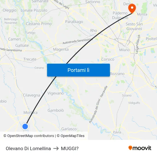 Olevano Di Lomellina to MUGGI? map