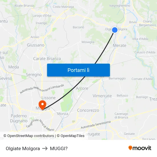 Olgiate Molgora to MUGGI? map