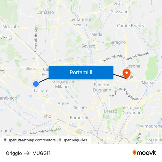 Origgio to MUGGI? map