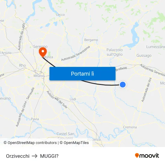 Orzivecchi to MUGGI? map