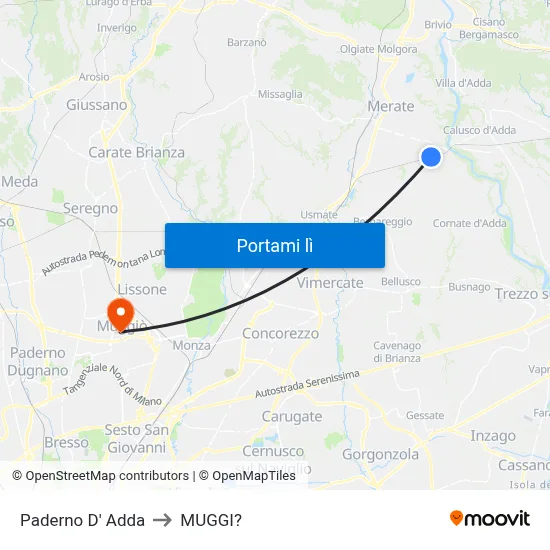 Paderno D' Adda to MUGGI? map