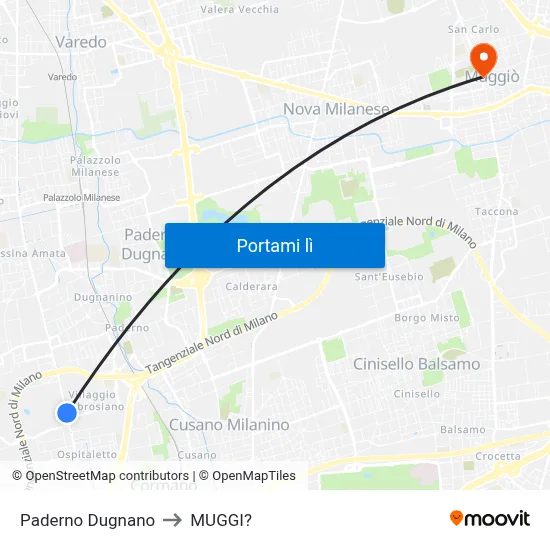 Paderno Dugnano to MUGGI? map