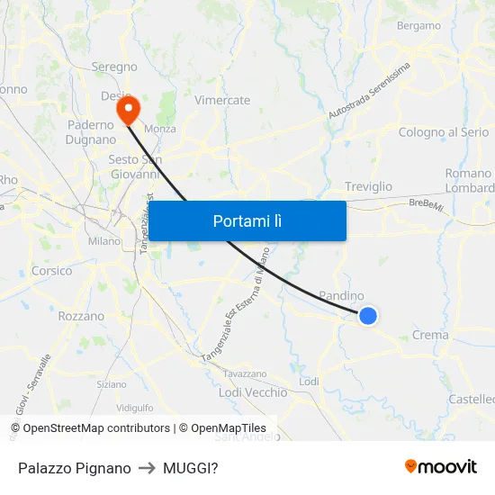 Palazzo Pignano to MUGGI? map