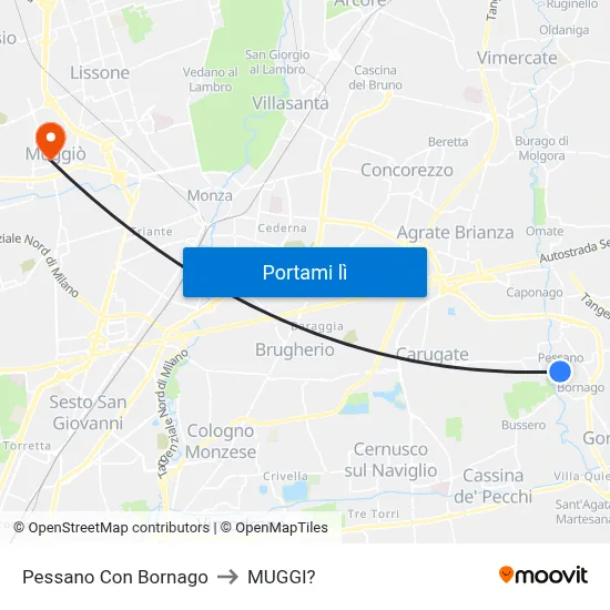 Pessano Con Bornago to MUGGI? map