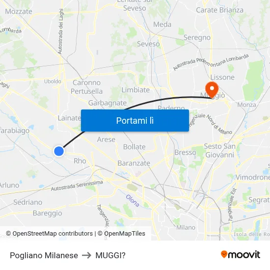 Pogliano Milanese to MUGGI? map