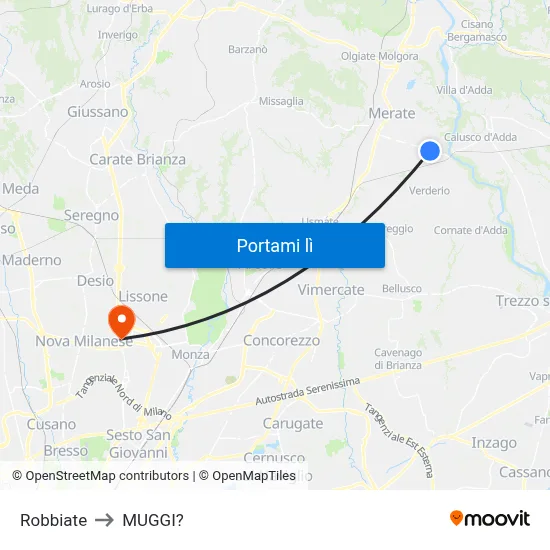 Robbiate to MUGGI? map
