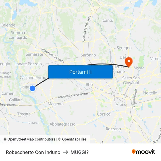 Robecchetto Con Induno to MUGGI? map