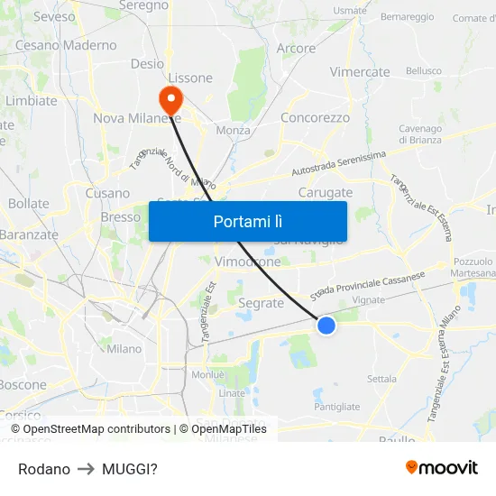 Rodano to MUGGI? map