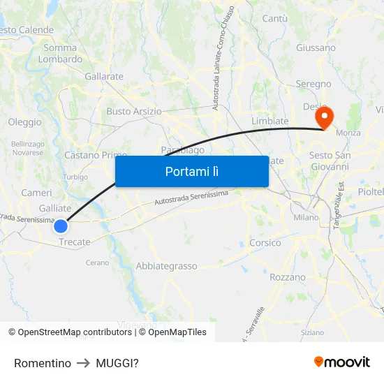 Romentino to MUGGI? map
