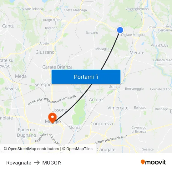 Rovagnate to MUGGI? map