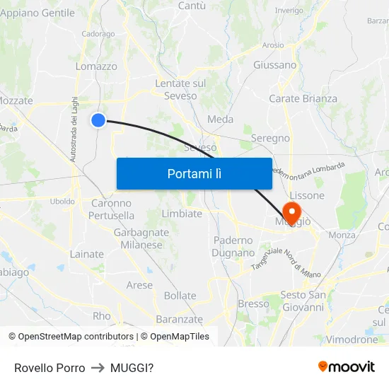 Rovello Porro to MUGGI? map
