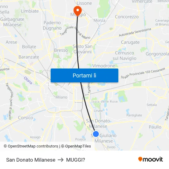 San Donato Milanese to MUGGI? map
