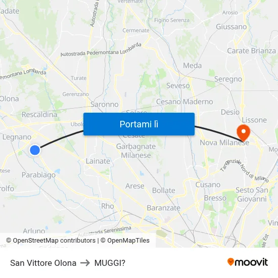 San Vittore Olona to MUGGI? map