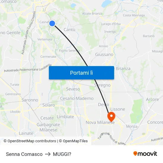 Senna Comasco to MUGGI? map