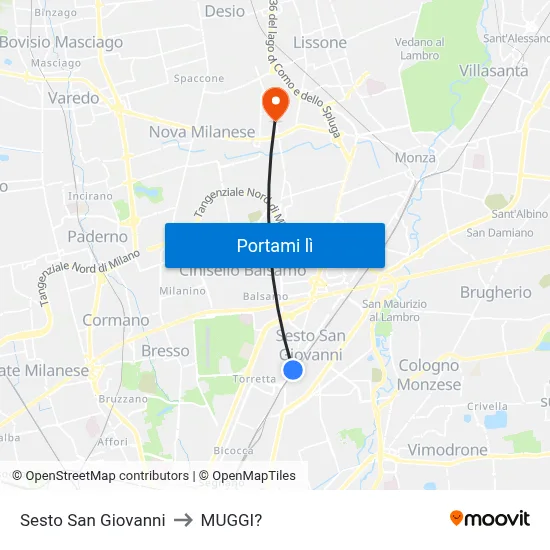 Sesto San Giovanni to MUGGI? map