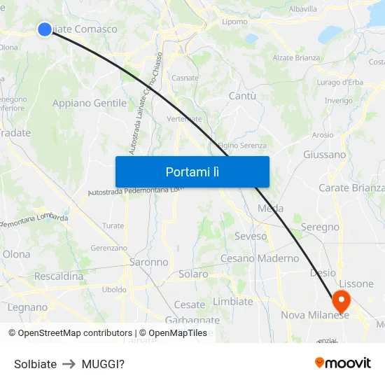 Solbiate to MUGGI? map