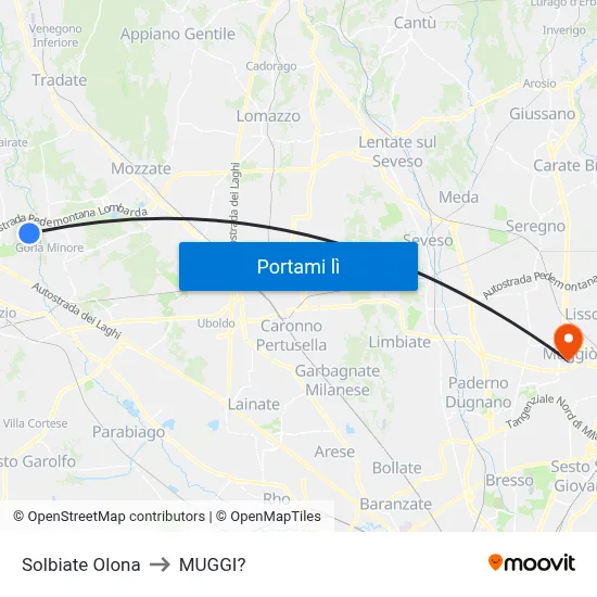 Solbiate Olona to MUGGI? map