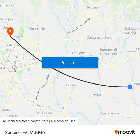 Soncino to MUGGI? map
