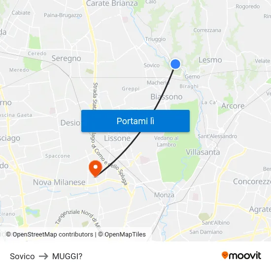 Sovico to MUGGI? map