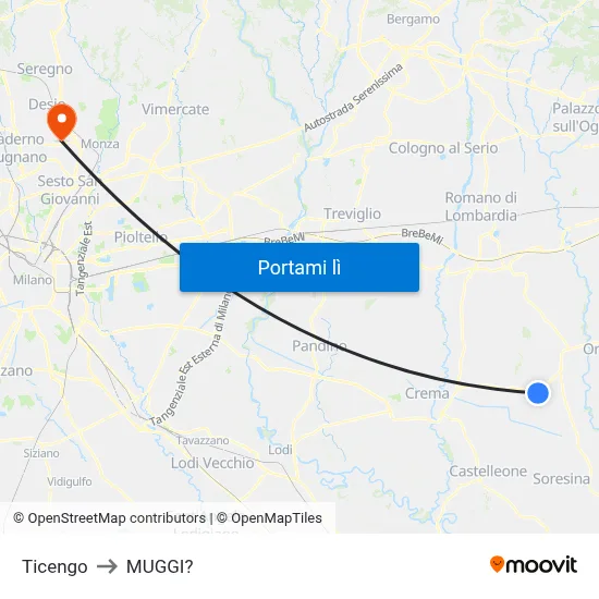 Ticengo to MUGGI? map