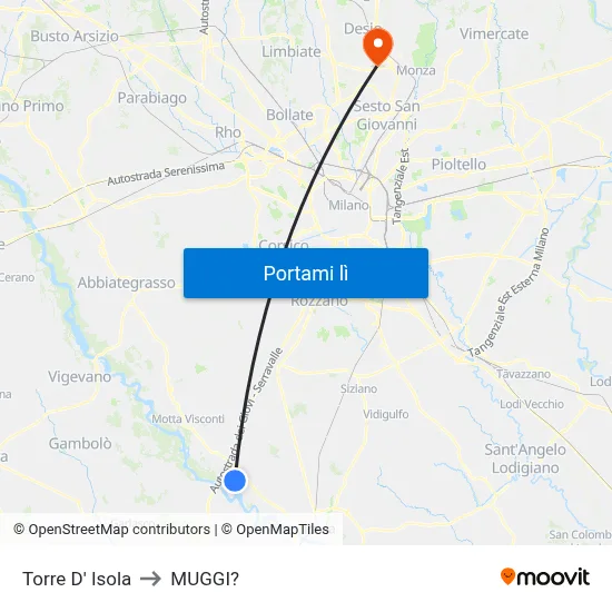 Torre D' Isola to MUGGI? map