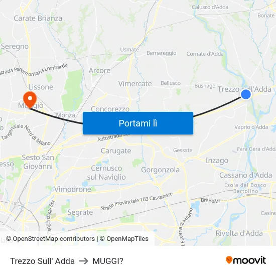 Trezzo Sull' Adda to MUGGI? map