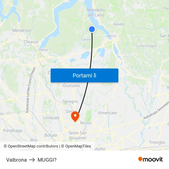Valbrona to MUGGI? map