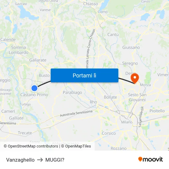 Vanzaghello to MUGGI? map
