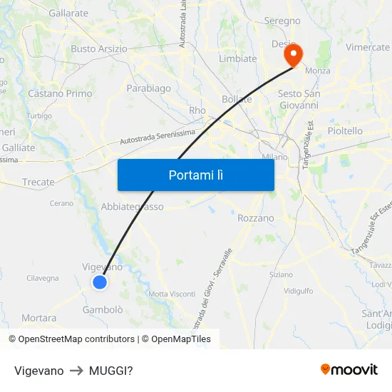 Vigevano to MUGGI? map