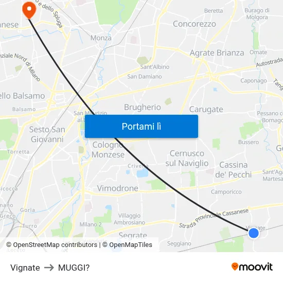 Vignate to MUGGI? map