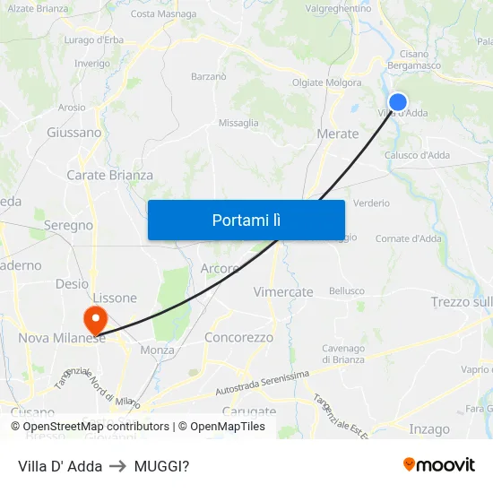 Villa D' Adda to MUGGI? map