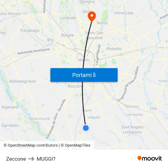 Zeccone to MUGGI? map