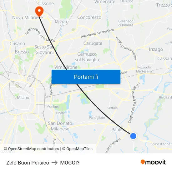 Zelo Buon Persico to MUGGI? map