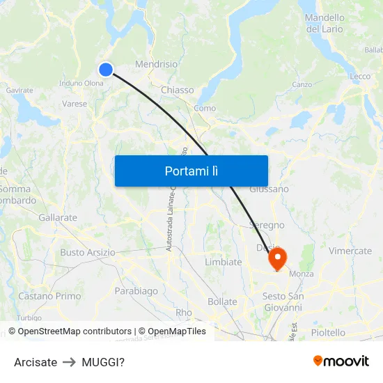 Arcisate to MUGGI? map