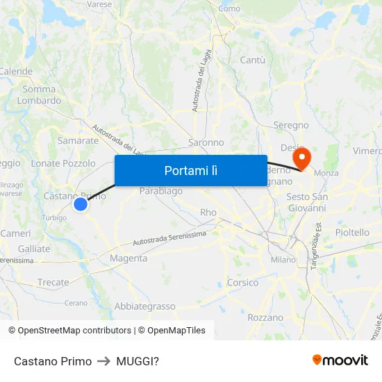 Castano Primo to MUGGI? map