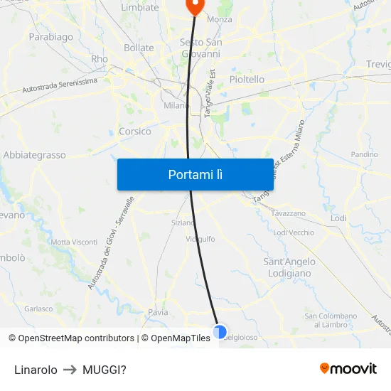 Linarolo to MUGGI? map