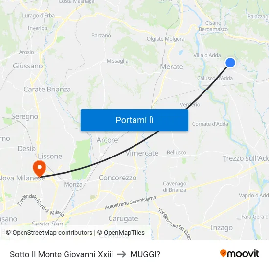 Sotto Il Monte Giovanni Xxiii to MUGGI? map