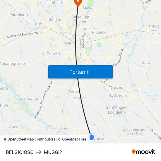 BELGIOIOSO to MUGGI? map