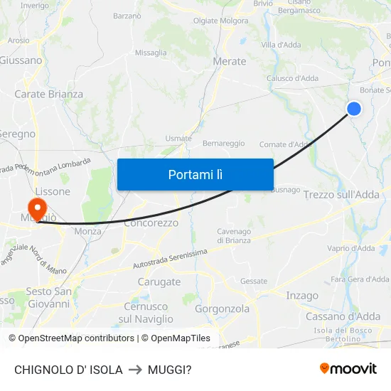 CHIGNOLO D' ISOLA to MUGGI? map