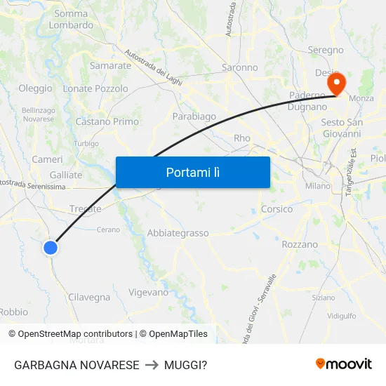GARBAGNA NOVARESE to MUGGI? map