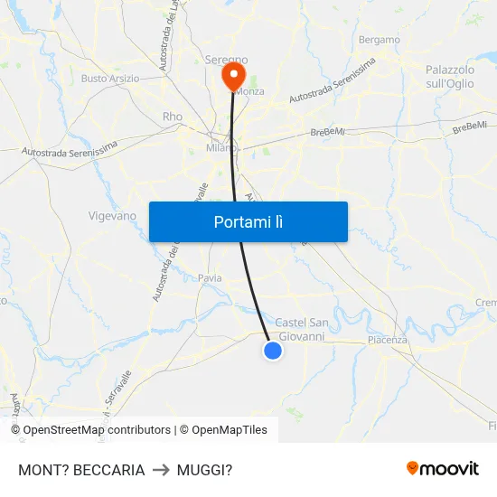 MONT? BECCARIA to MUGGI? map