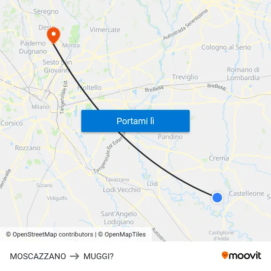 MOSCAZZANO to MUGGI? map