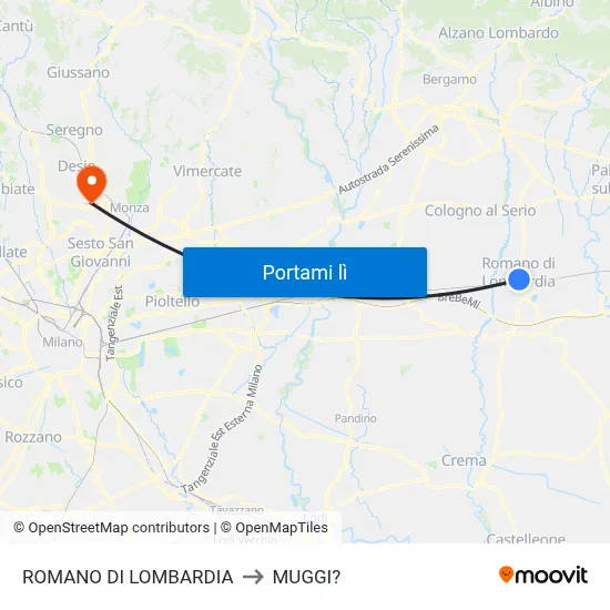ROMANO DI LOMBARDIA to MUGGI? map